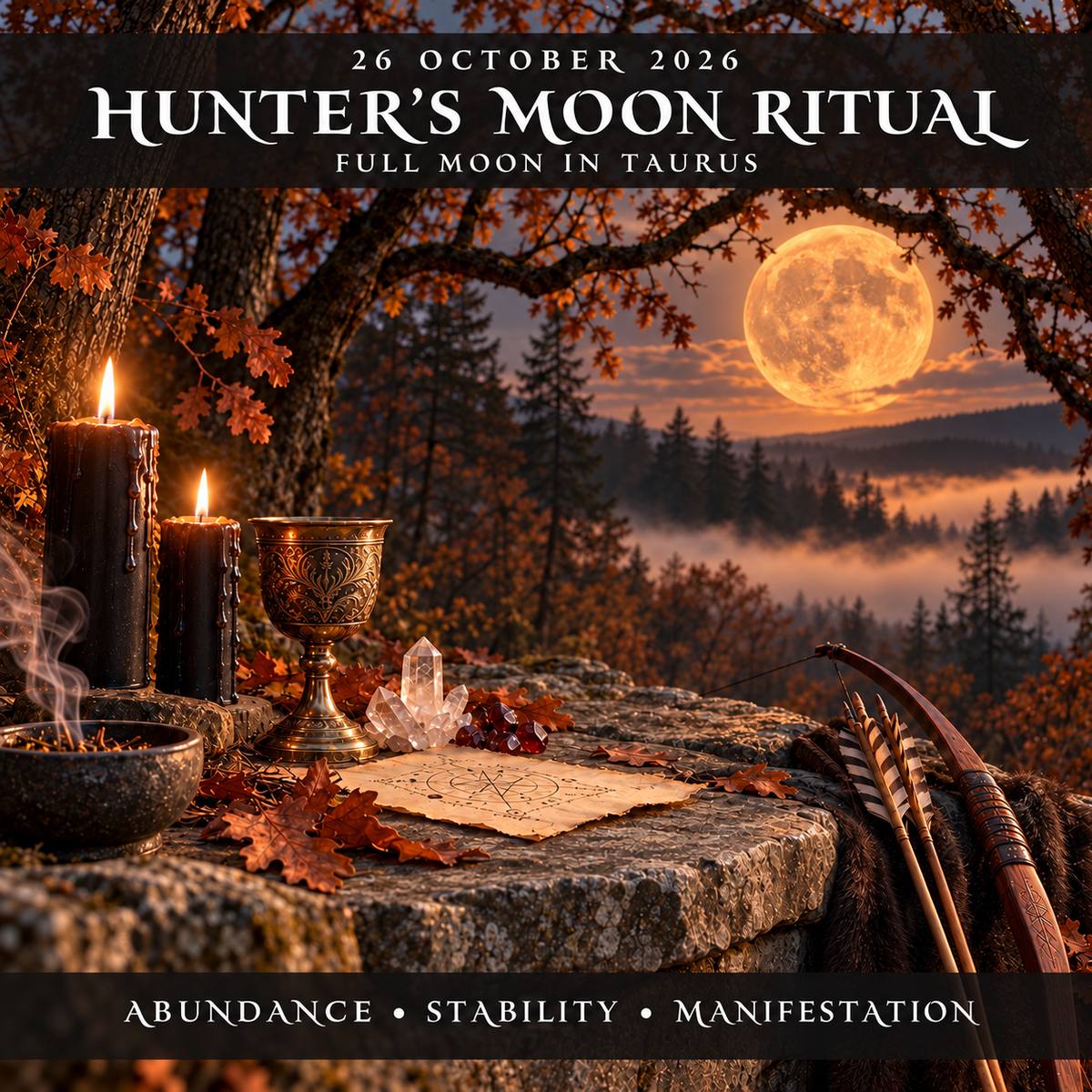 Hunter’s Moon Ritual – October 26 | Attract Abundance, Manifest Your Desires & Create Lasting Stability